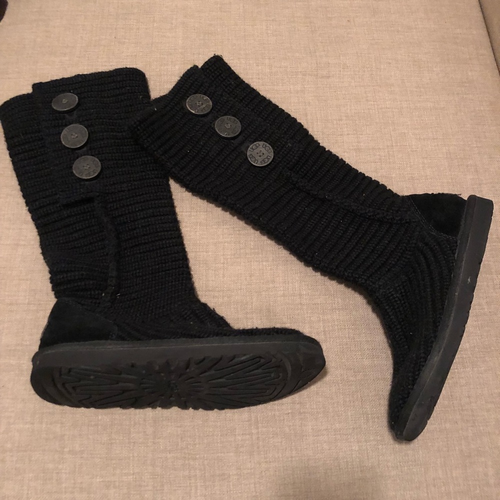 Black Knit Uggs Classic Cardy Boot Size 7